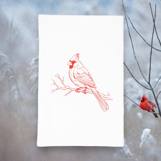 Cardinal Red Bird Kitchen Tea Towel