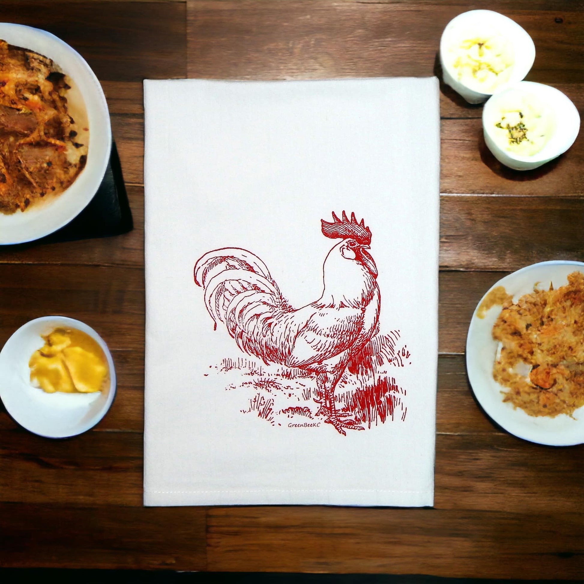 rooster kitchen tea towel