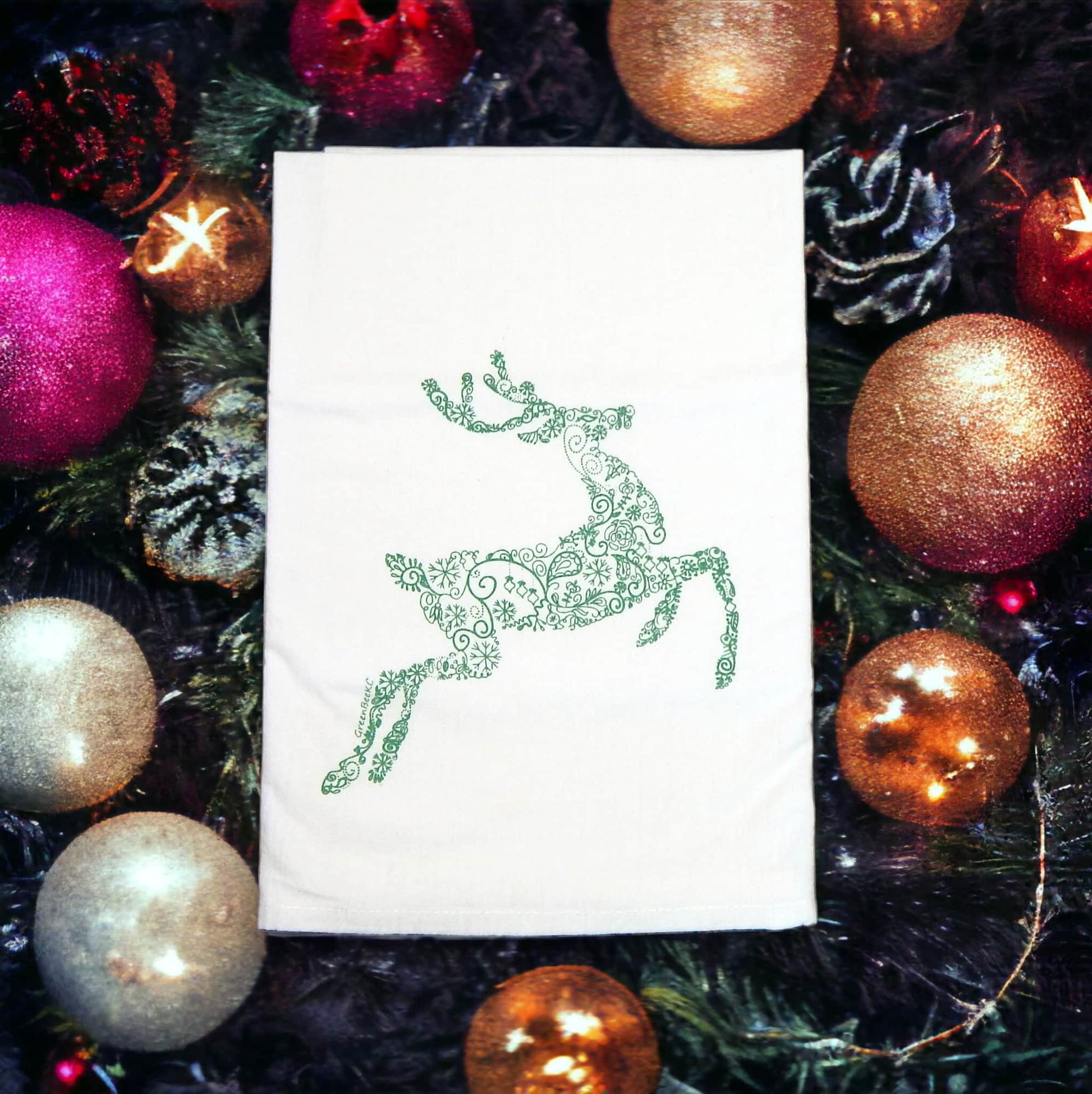 reindeer kitchen tea towel