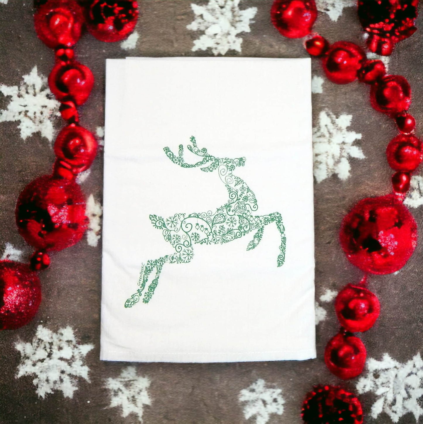 reindeer kitchen tea towel