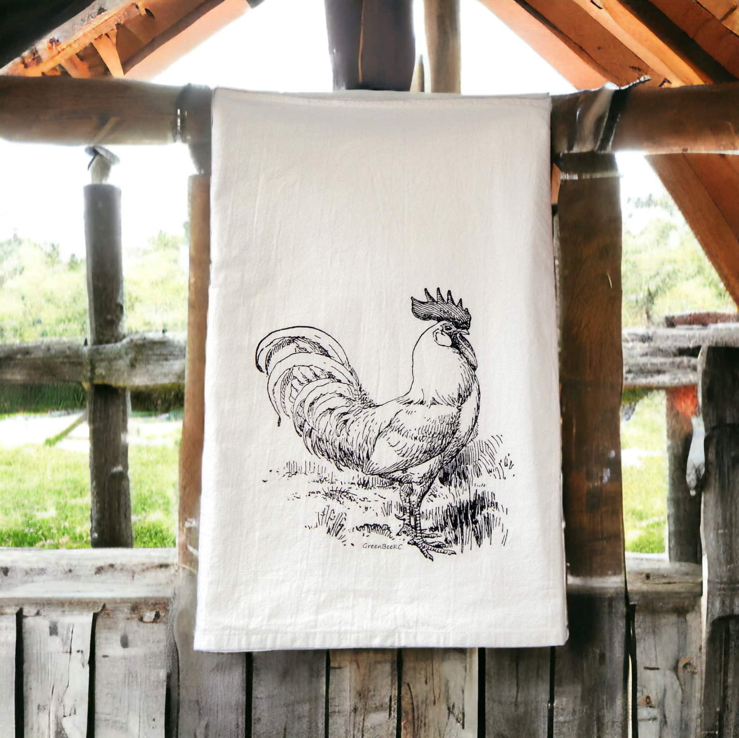 rooster kitchen tea towel