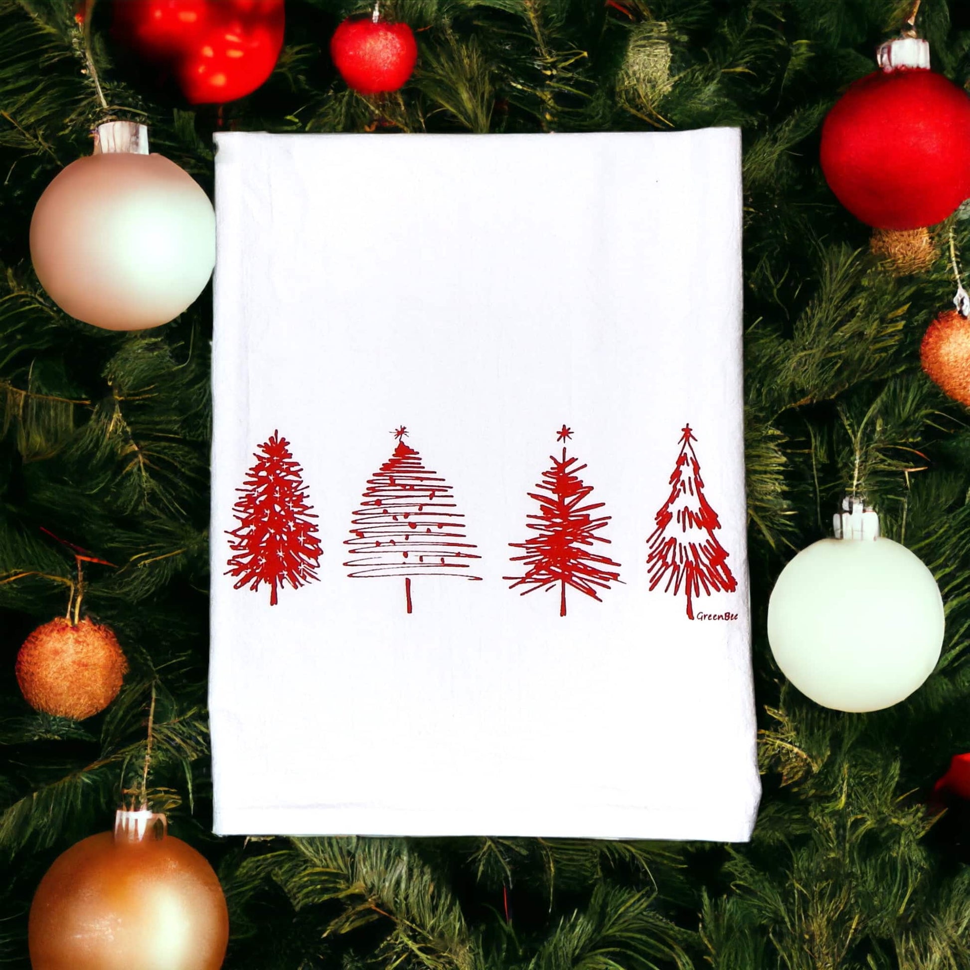 scribble Christmas kitchen tea towel