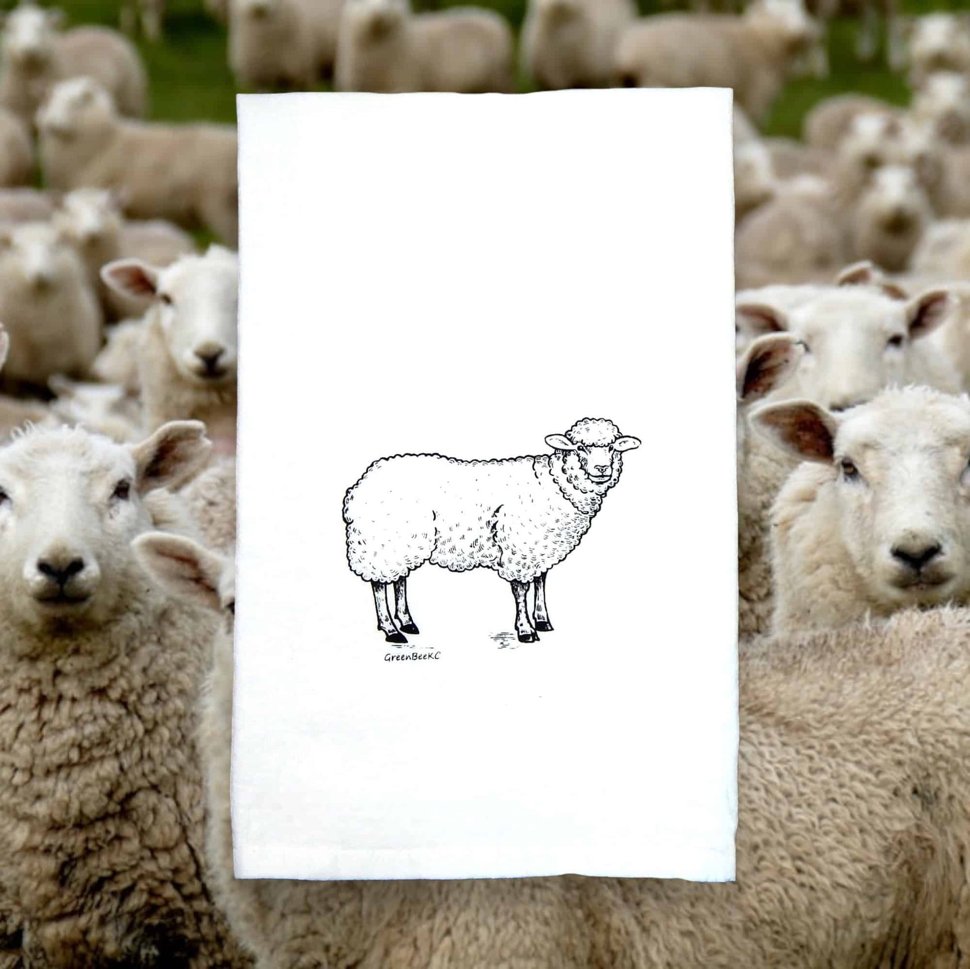 sheep kitchen tea towel