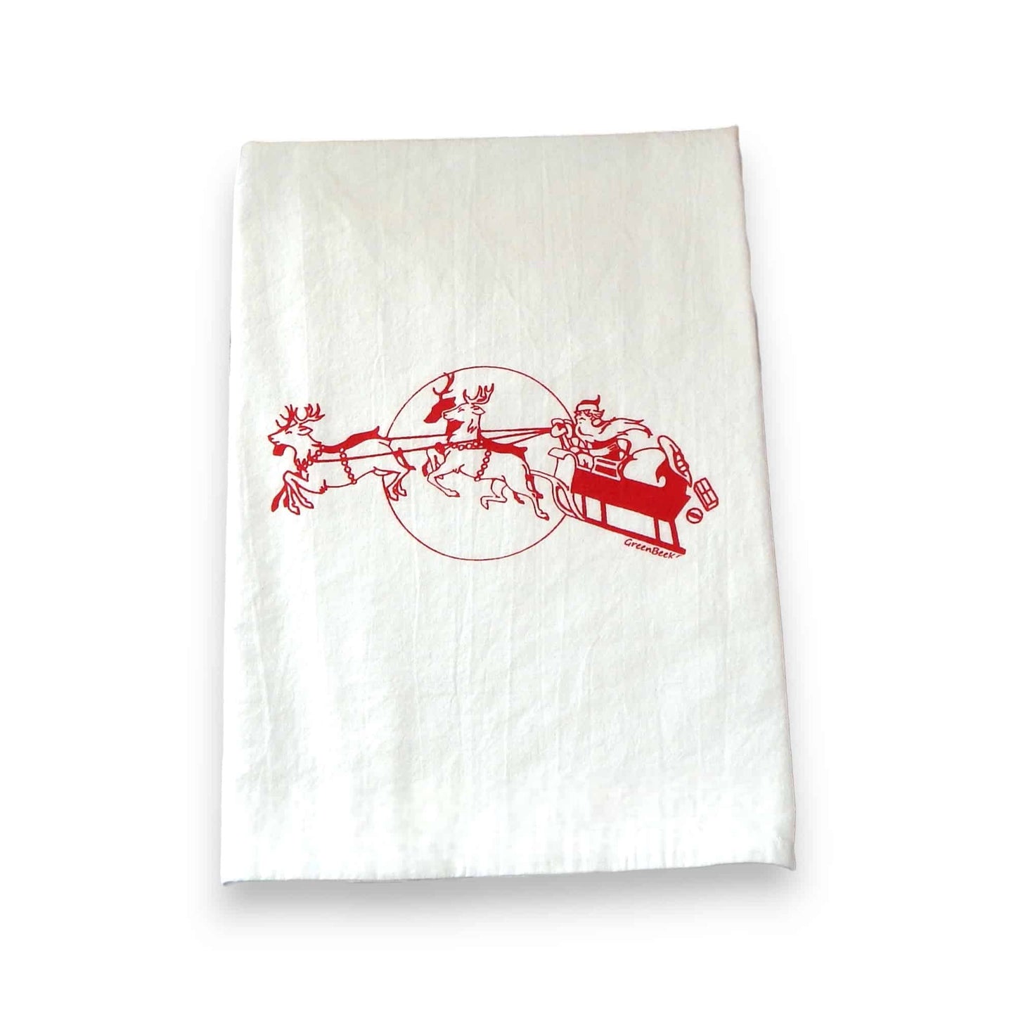 Santas sleigh kitchen tea towel