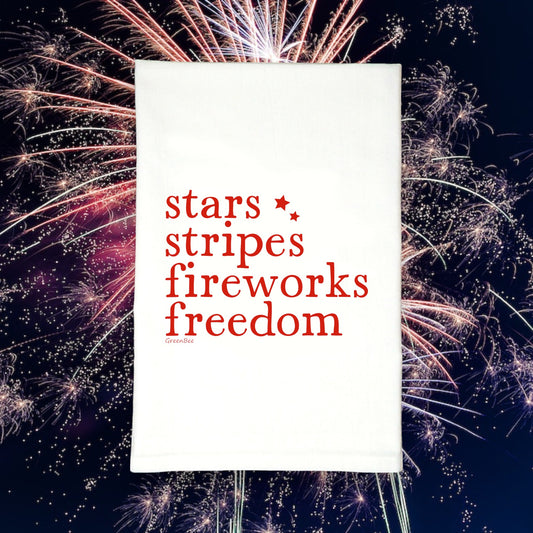 stars stripes firework freedom kitchen tea towel