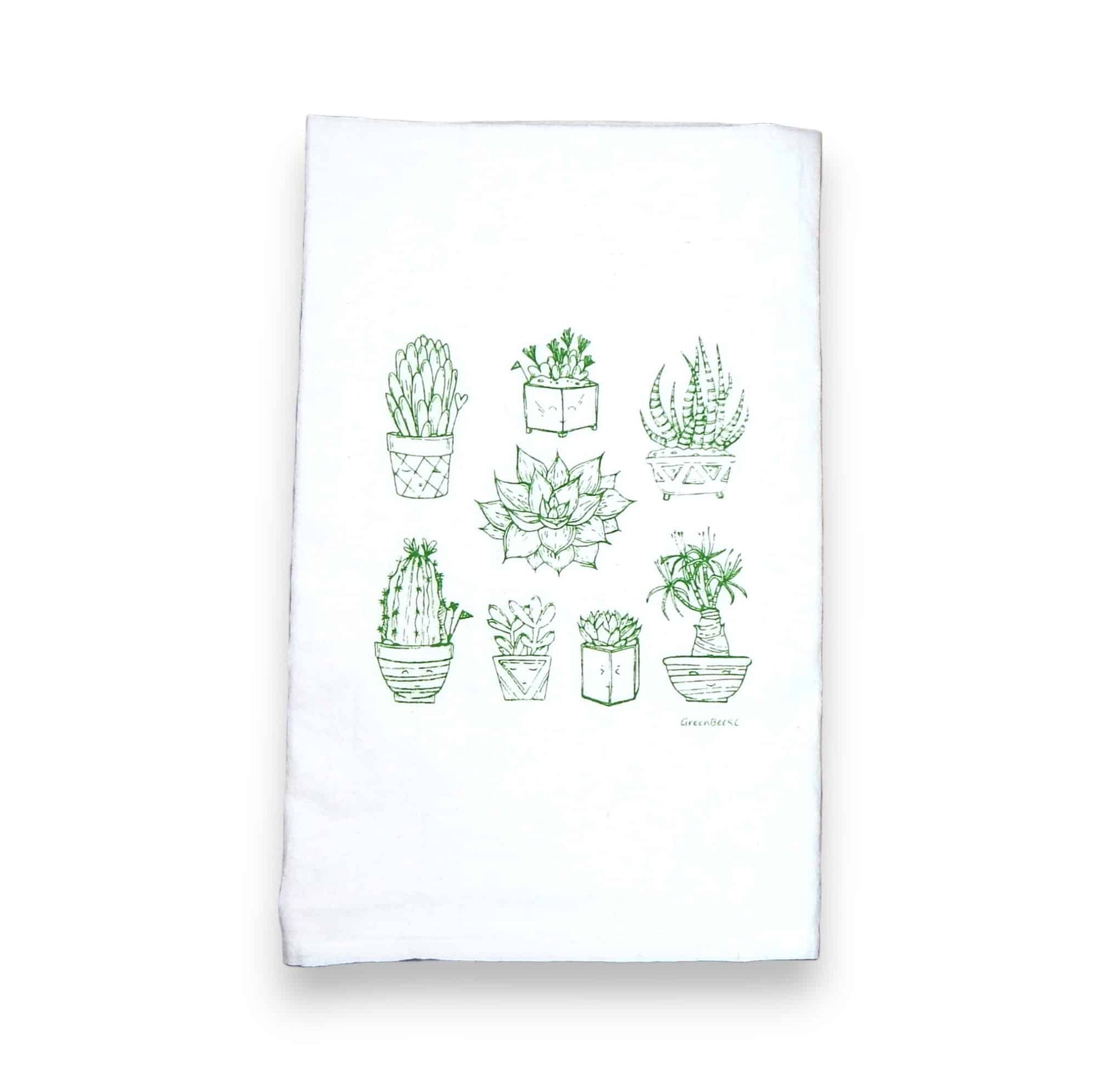 succulent cactus kitchen tea towel