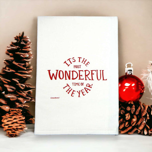 it's the most wonderful Time of the year kitchen tea towel