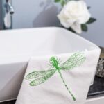 dragonfly tea towel in bathroom