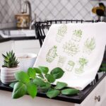 Succulents tea towel in kitchen