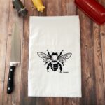 Honey Bee tea towel - black