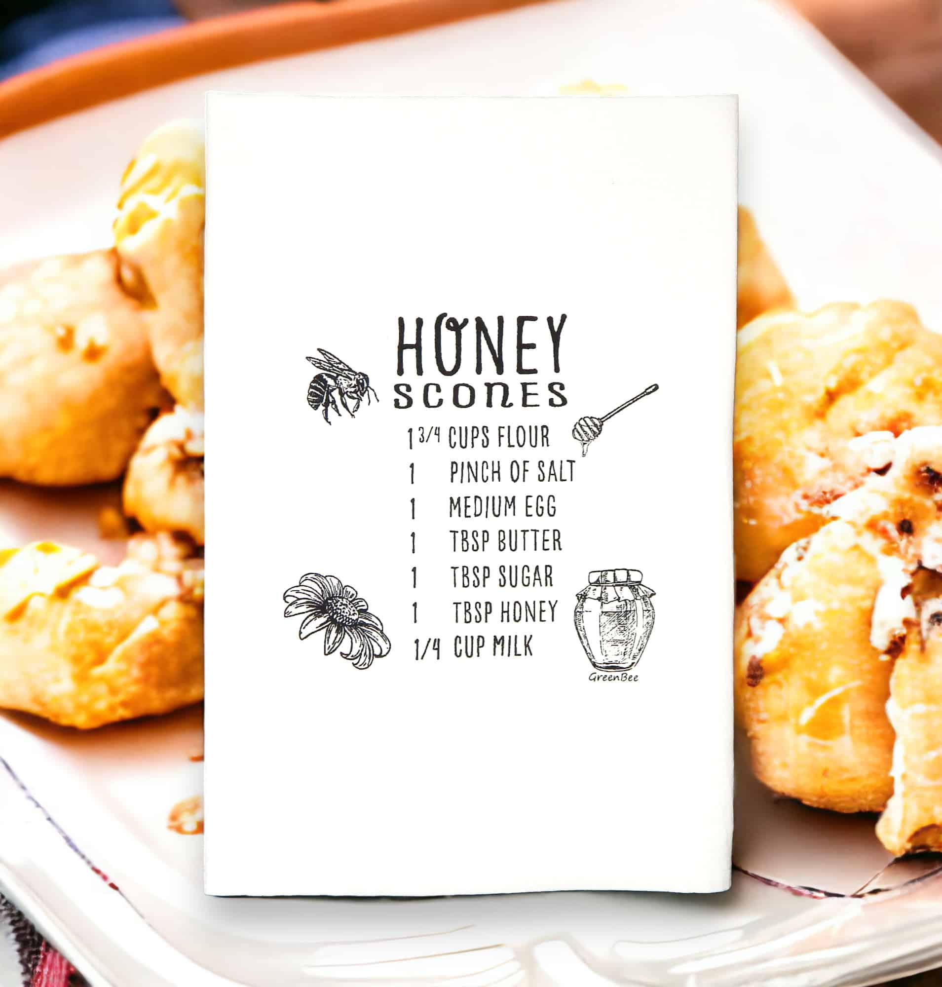 honey scones recipe kitchen tea towel