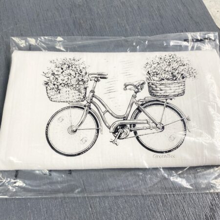 bicycle with flowers kitchen towel