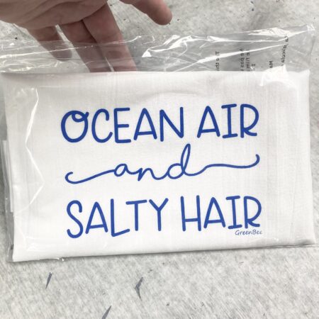 ocean air and salty hair kitchen towel